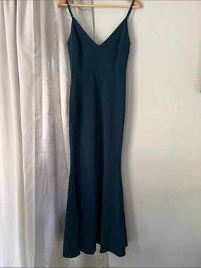 Lulu's Teal V-Neck Spaghetti Strap Maxi Dress